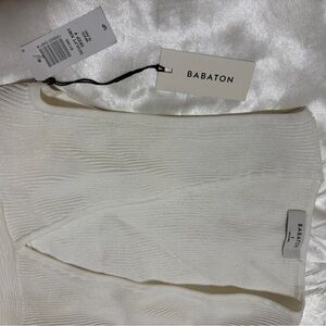 Aritzia Babaton Cream Ribbed Knit Crop Top